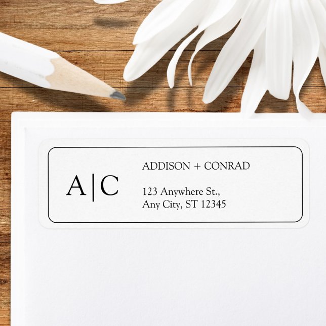 Etiqueta Casal Monograma Mínimo de Retorno Branco (Criador carregado)