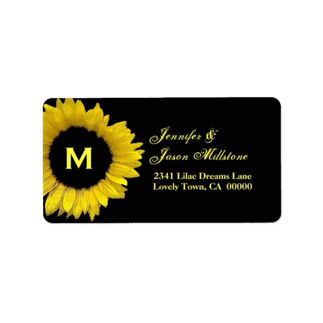 Etiqueta Casamento Amarelo de Girassol (Frente)