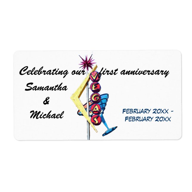 Etiqueta Casamento Aniversário de Las Vegas (Frente)