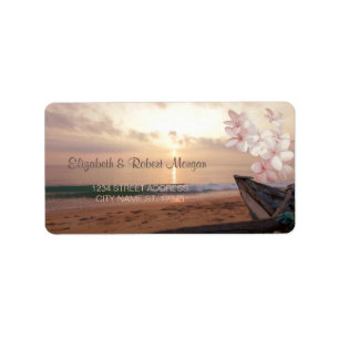 Etiqueta Casamento ao Pôr do Sol na Praia, Rótulo de Plumer