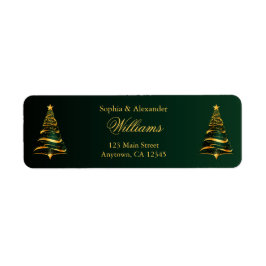 Etiqueta Casamento Árvore de Natal Dourada Chic e Elegante
