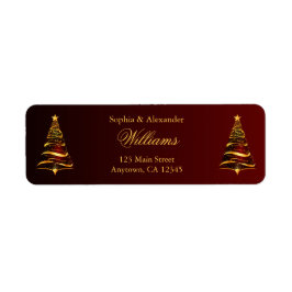 Etiqueta Casamento Árvore de Natal Dourada Chic e Elegante
