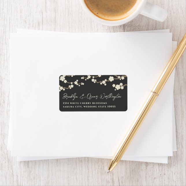 Etiqueta Casamento Asiático com Creme Branco Sakura Cherry  (Insitu)