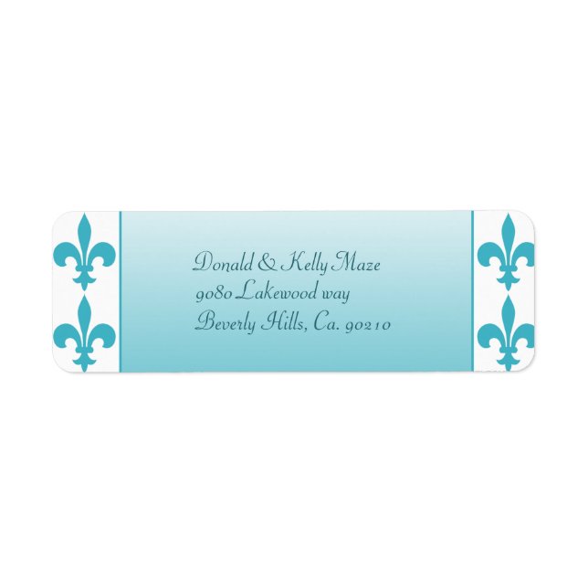 Etiqueta Casamento Azul e Branco Fleur De Lis (Frente)
