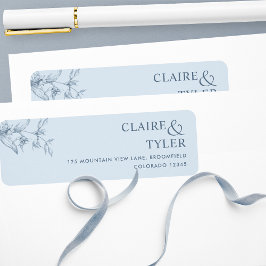 Etiqueta Casamento Azul Elegante Chic Dusty