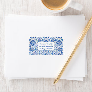 Etiqueta Casamento Azul Mediterrâneo Azulejos Portugueses