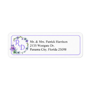 Etiqueta Casamento bonito Floral Wreath Monogrammed
