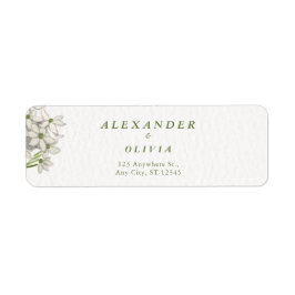 Etiqueta Casamento Botânico Floral Branco Elegante