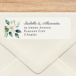 Etiqueta Casamento Botânico Floral Elegante com Folhagens