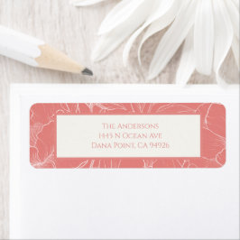 Etiqueta Casamento Botânico Minimalista de Coral Rosa