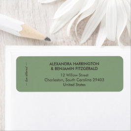 Etiqueta Casamento Botânico Vintage | Acento Oliva Elegante