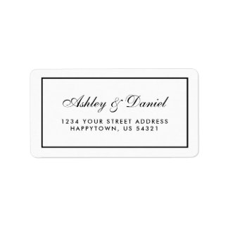 Etiqueta Casamento Branco e Negro Moderno Elegante
