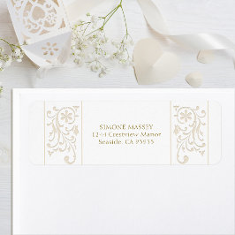 Etiqueta Casamento Chic Formal Ecru com Bordadura de Voluta