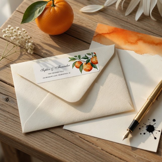 Etiqueta Casamento Cítrico | Laranja Mediterrâneo (Criador carregado)
