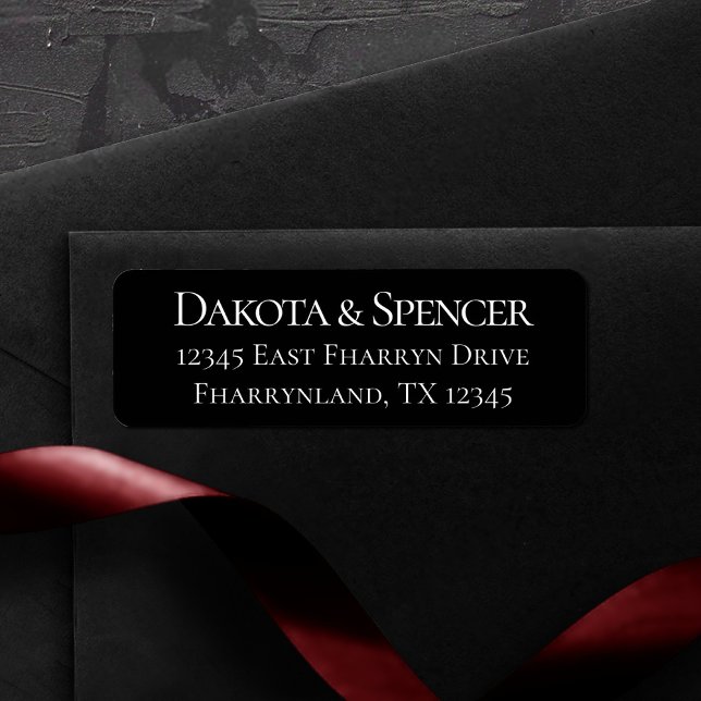 Etiqueta Casamento Clássico Branca e Negro Simples (Criador carregado)