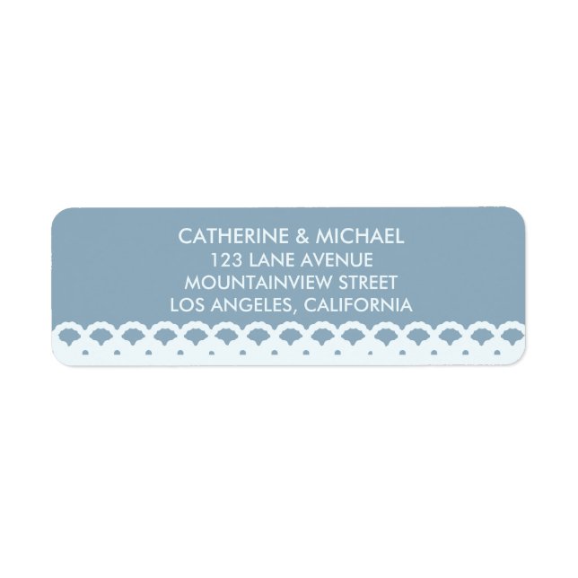 Etiqueta Casamento Clássico Elegante com Padrão de Lace Azu (Frente)
