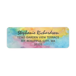 Etiqueta Casamento Colorido Quimérico com Abstrato de Aquar