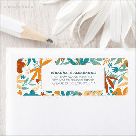 Etiqueta Casamento com Abstrato de Multicores