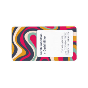 Etiqueta Casamento com Abstrato de Vibrante