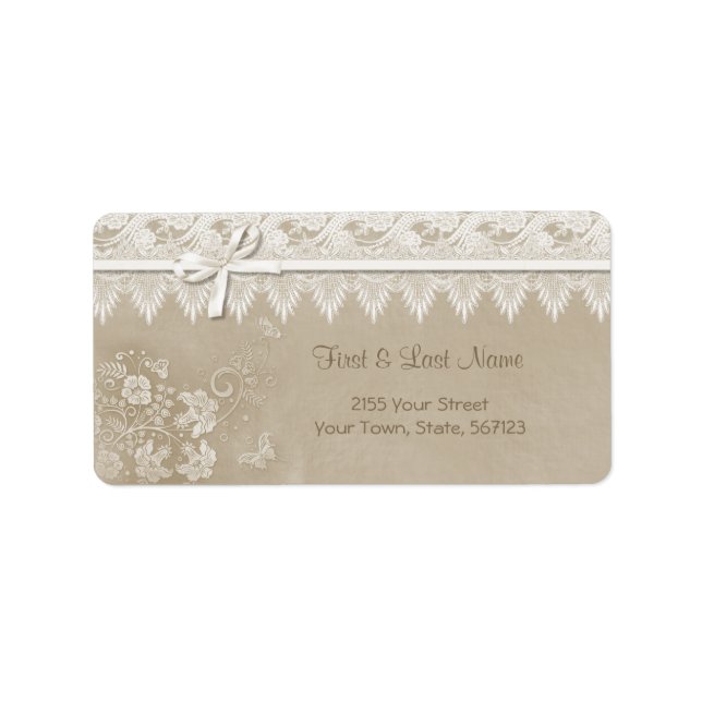 Etiqueta Casamento com borboleta Floral Lace (Frente)