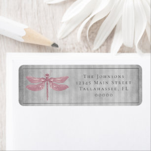 Etiqueta Casamento com Dragonfly Rosa