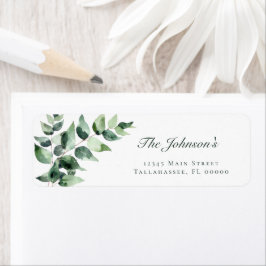 Etiqueta Casamento com Eucalipto em Aquarela | Endereço Bra