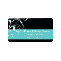 Casamento com folhas de pergaminho preto aqua