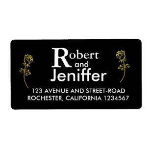 Etiqueta Casamento com marcas d'água de Rosa de folha de ou