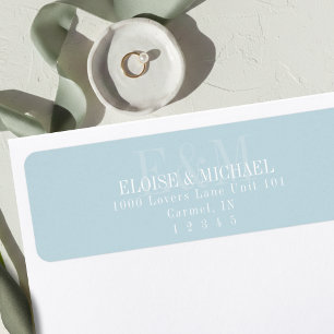 Etiqueta Casamento com Monograma de Citrino Azul em Letra M
