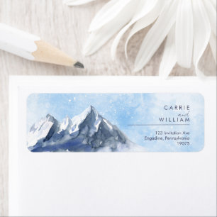 Etiqueta Casamento com padrão de montanha de inverno modern