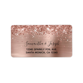 Etiqueta Casamento com Rosa dourado brilhante