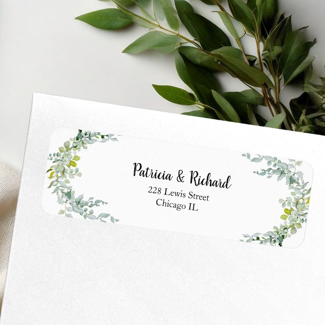 Etiqueta Casamento com Verde de Eucalipto Elegante (Criador carregado)