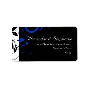 Etiqueta Casamento corajoso preto/do branco/azuis cobaltos