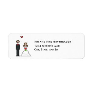 Etiqueta casamento da noiva & do noivo do Gamer do pixel