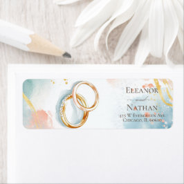 Etiqueta Casamento da primavera dos Anéis de ouro moderno