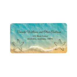Etiqueta Casamento de água com Ouro de água costeira e turq