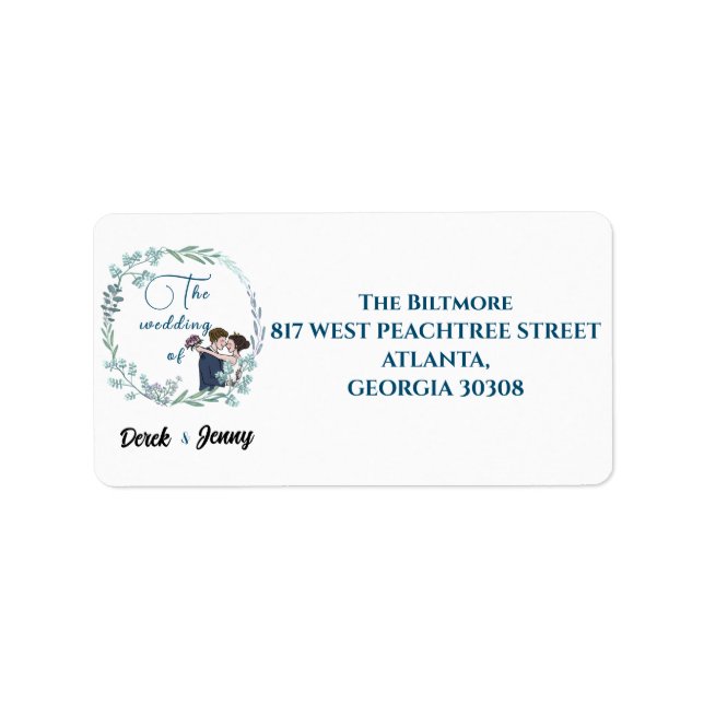 Etiqueta Casamento de amante azul (Frente)