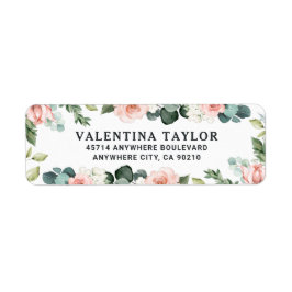 Etiqueta Casamento de Aquarela de Rosa Floral Rosa-Rosa-Blu