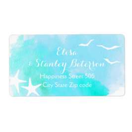 Etiqueta Casamento de aquarela e de praia de estrelas