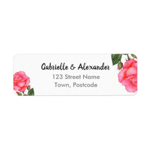 Etiqueta Casamento de Arte Fofônica Botânica Rosa Rosa-Rosa