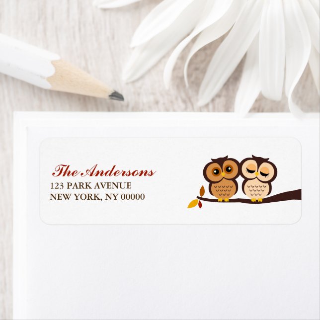 Etiqueta Casamento de Autumn Themed Owls (Insitu)