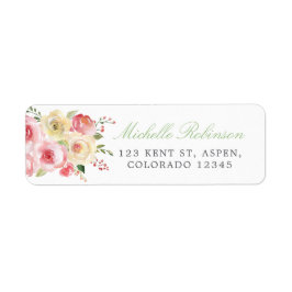 Etiqueta Casamento de Blush e Sage Green Floral Watercolor