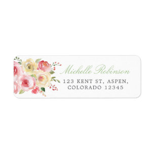 Etiqueta Casamento de Blush e Sage Green Floral Watercolor