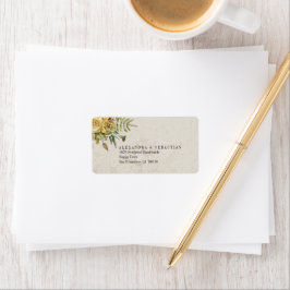 Etiqueta Casamento de Boho Cream Damask e Flores Amarelas