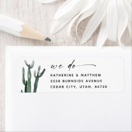 Etiqueta Casamento de Cactus com Aquarela Elegante | Script