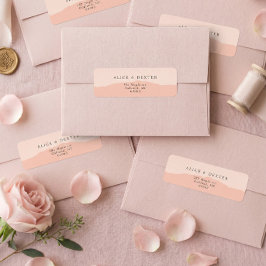 Etiqueta Casamento de Casal Rosa Blush Moderna