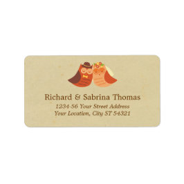 Etiqueta Casamento de Casal Rustic Boho Lovebird Owl