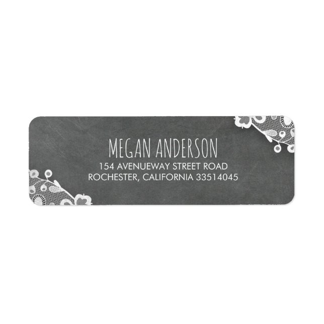 Etiqueta Casamento de Chalkboard e Lace Rustic Barn (Frente)