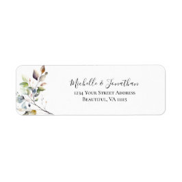 Etiqueta Casamento de Cores de Água Botânica