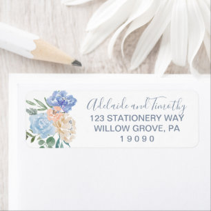 Etiqueta Casamento de Dusty Blue Florals